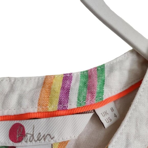 Boden Womens Katie Top 4‎ Striped Linen Back Button Up Blouse Resortwear - Picture 5 of 13